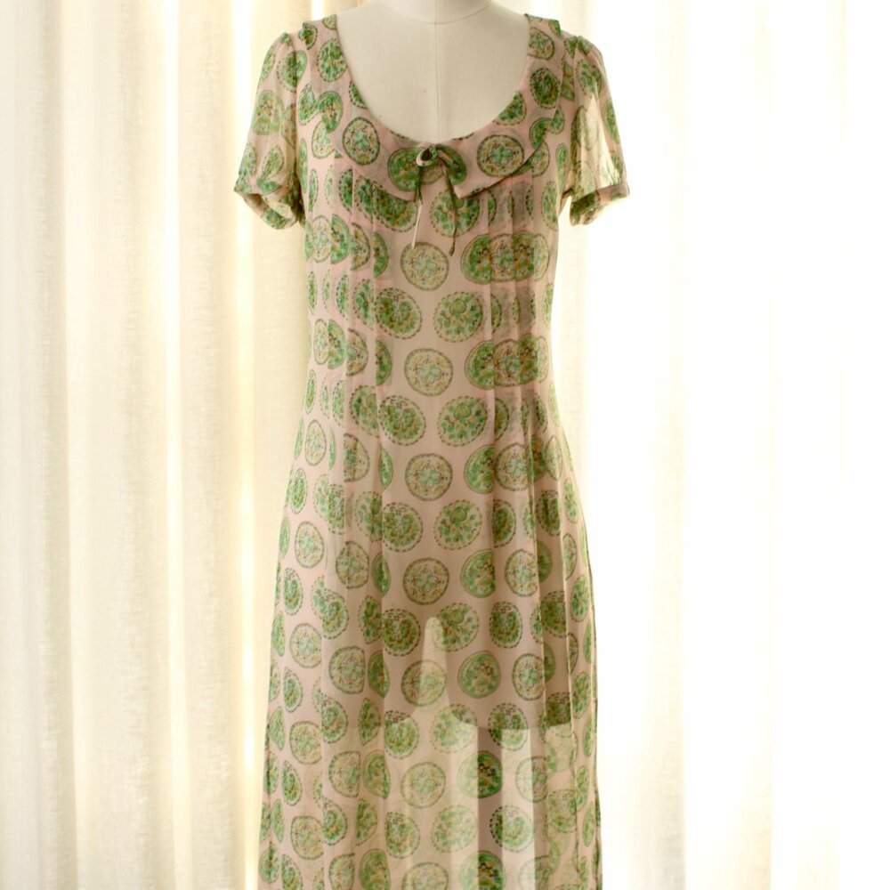 Gorgeous Vintage James Coviello Sheer 100% Silk Dress